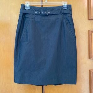 Charcoal Gray Belted Pencil Skirt